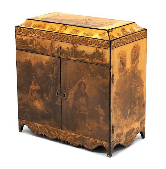 Appraisal: A Continental Painted Work Casket A Continental Painted Work Casket