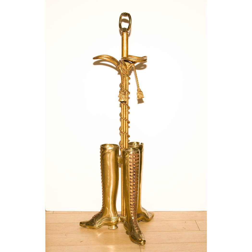 Appraisal: Gilt-Bronze Boot-Form Umbrella Stand Height inches