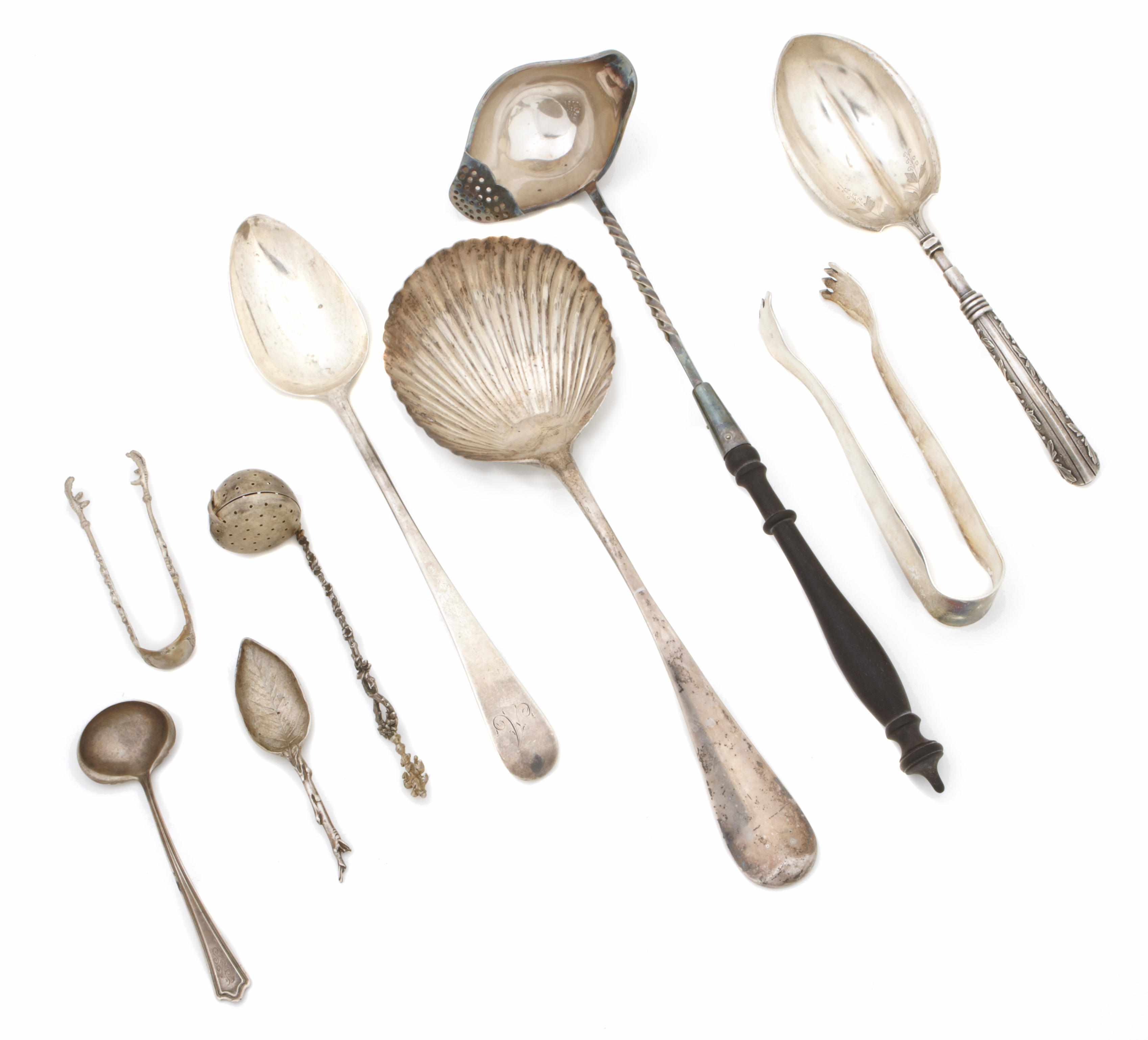 Appraisal: An assembled group of domestic and foreign silver flatware Including