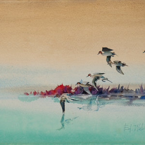 Appraisal: Ed Walaitis American th Century September Mist Pintails watercolor on