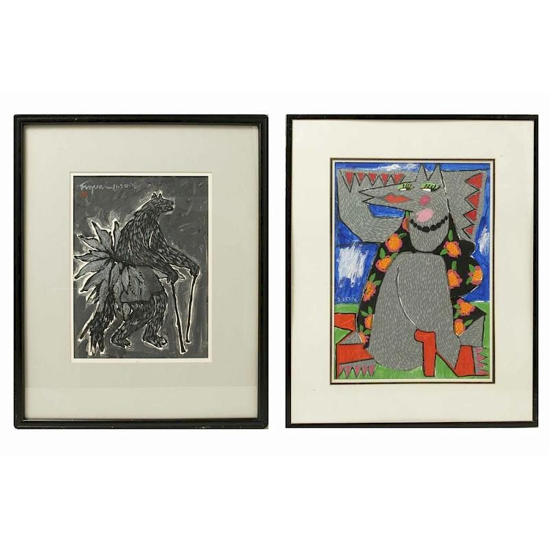 Appraisal: Two Harry Fonseca California - Paintings Two framed Harry Fonseca