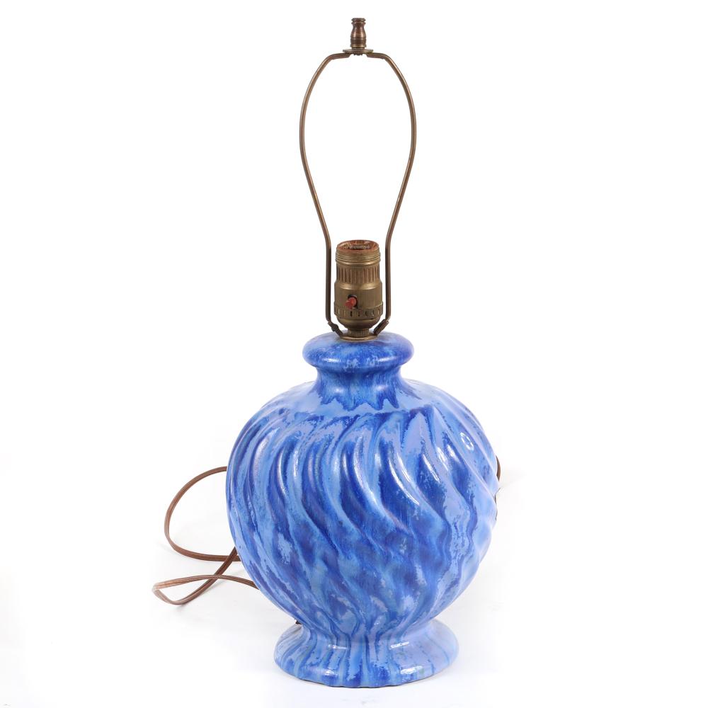 Appraisal: FULPER ART POTTERY BULBOUS LAMP WITH BLUE DRIP GLAZE AND