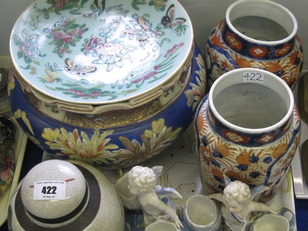 Appraisal: Tray lot comprising oriental and other ceramics - Imari vases