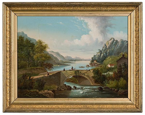 Appraisal: HUDSON RIVER SCHOOL LANDSCAPE OIL ON CANVAS th century unsigned