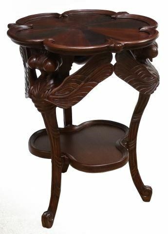 Appraisal: Ecole de Nancy style mahogany dragonfly side table late th