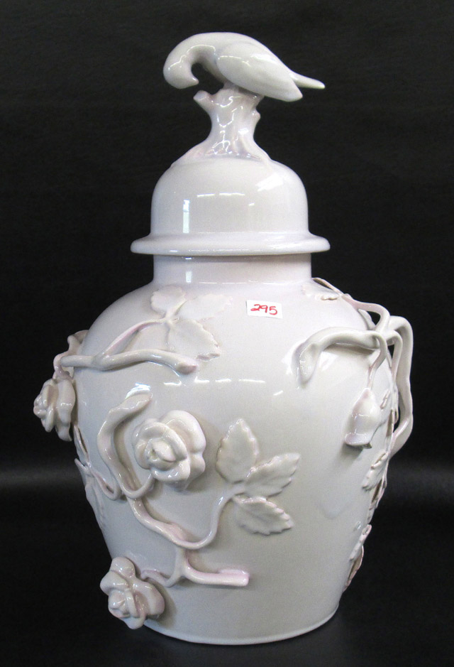 Appraisal: RORSTRAND CERAMIC GINGER JAR VASE with lid pink glazed vessel