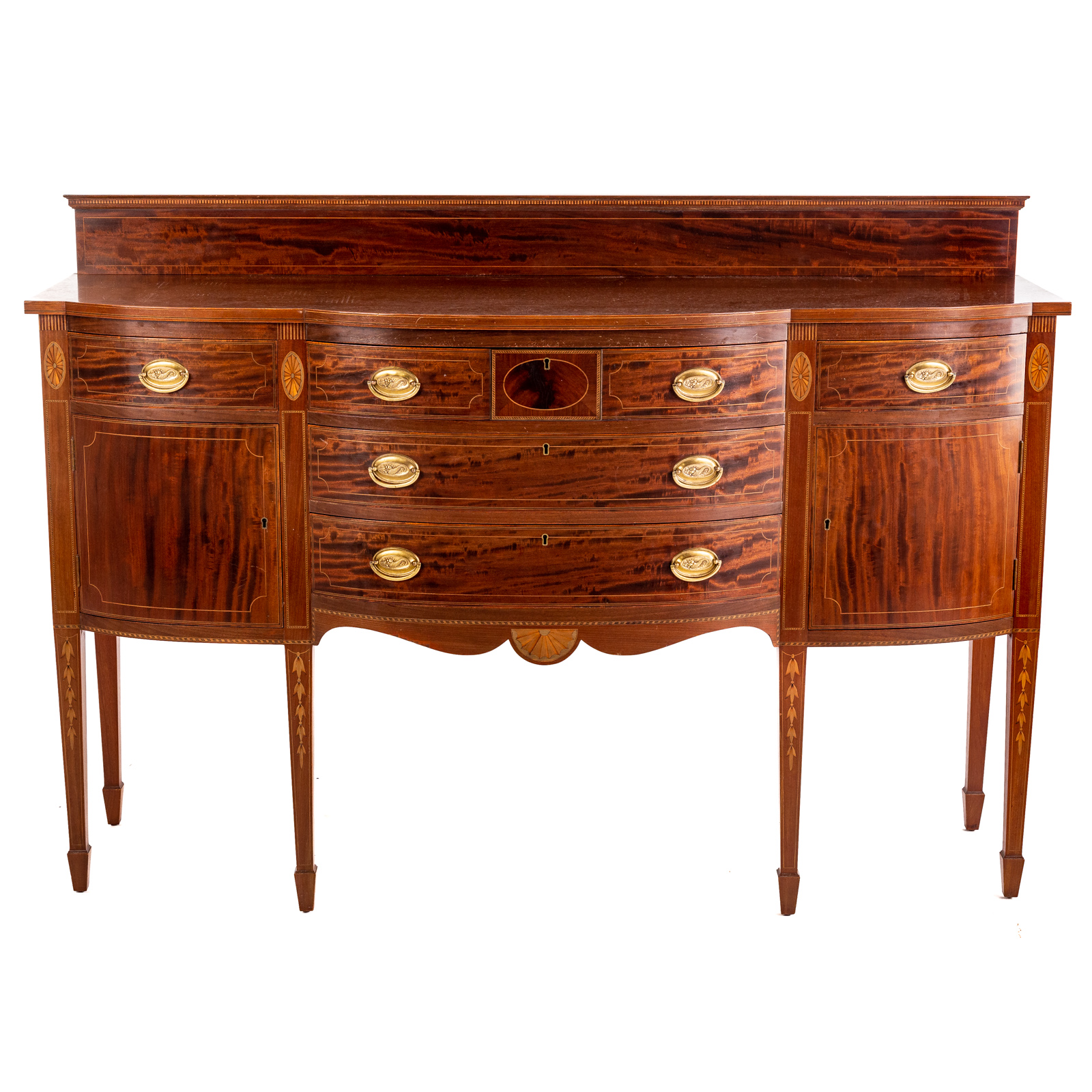 Appraisal: POTTHAST BROTHERS FEDERAL STYLE INLAID SIDEBOARD th century shaped top