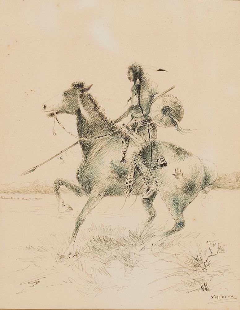 Appraisal: Walter Nettleton Untitled Indian on Horseback Nettleton Walter - Untiled