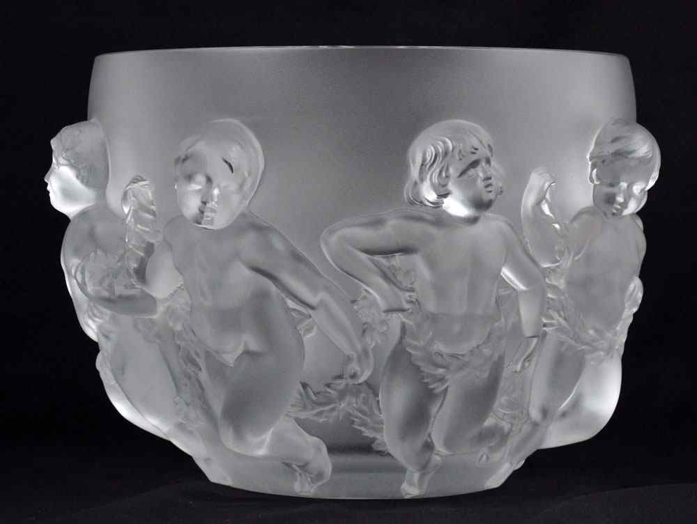 Appraisal: LALIQUE LUXEMBOURG CENTER BOWL VASE Thick wall frosted glass with