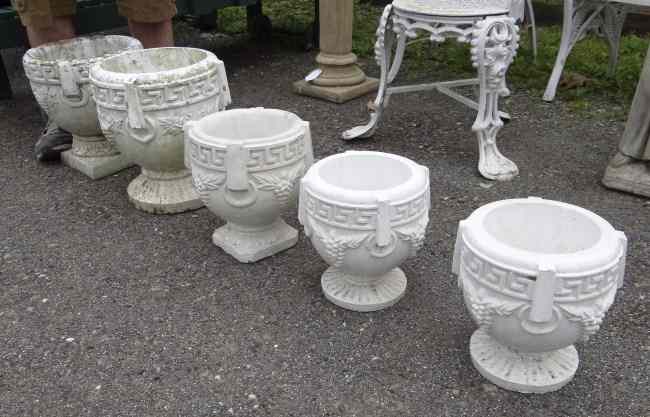 Appraisal: Lot five Greek style cement urns Some as found