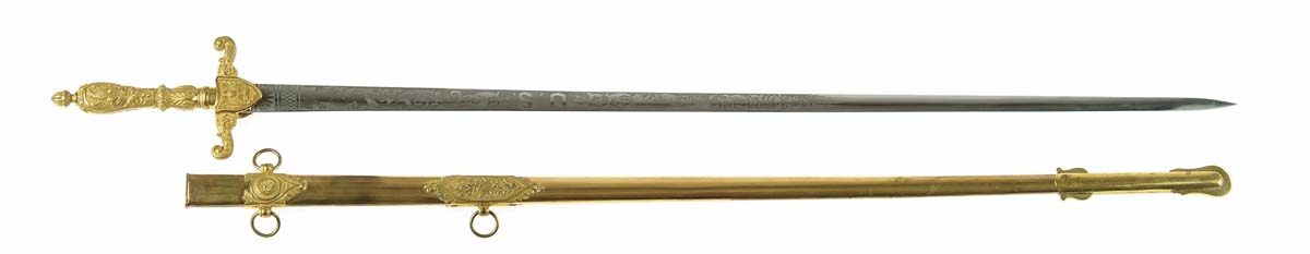 Appraisal: CIVIL WAR MILITIA SWORD straight blade etched with American motifs