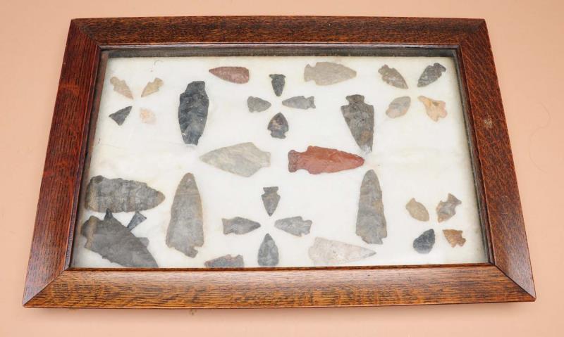 Appraisal: Lot of Framed Arrowheads Appear to be authentic Condition Good