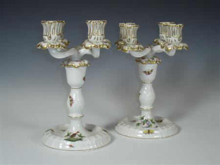 Appraisal: A pair of th century Herend four branch candlesticks each