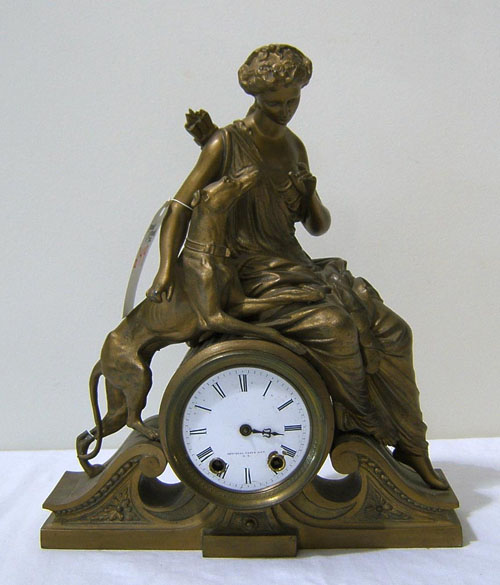 Appraisal: Seth Thomas gilt metal figural clock retailed by Mitchell Vance