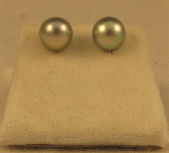 Appraisal: PAIR OF PEARL AND FOURTEEN KARAT WHITE GOLD EAR STUDS