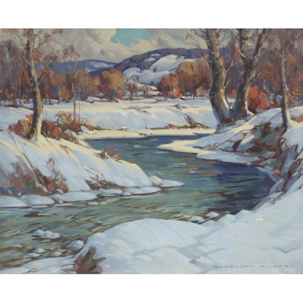 Appraisal: RANDOLPH COATS INDIANA MASSACHUSETTS - WINTER LANDSCAPE WITH STREAM OIL