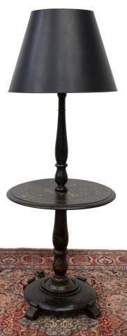 Appraisal: English Japanned lamp table th c single light concealed by