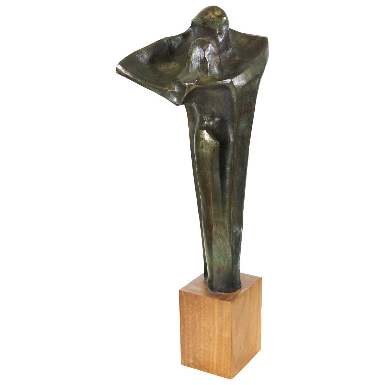 Appraisal: JOAN CARL MODERN ABSTRACT BRONZE SCULPTURE Joan Carl 'Cloaked Lovers'