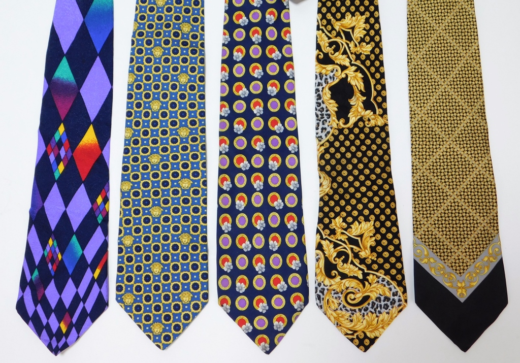 Appraisal: PC GIANNI VERSACE SILK NECKTIE GROUP Italy Spain Includes a