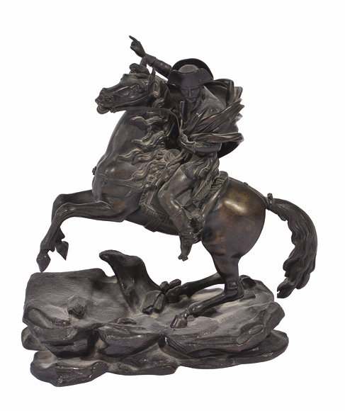 Appraisal: AN OLD BRONZE SCULPTURE DEPICTING NAPOLEON riding forth on a