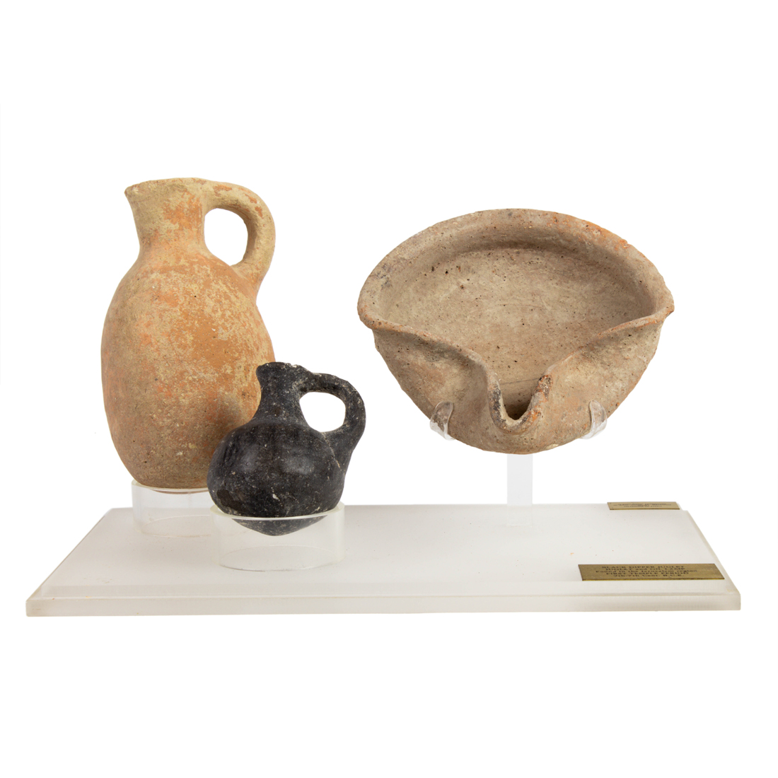 Appraisal: AN ANTIQUITY PRESENTATION SET OF THREE IRON AGE CERAMICS An