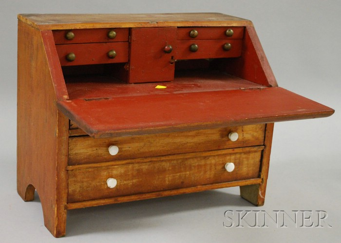 Appraisal: Child's Folk Pine Slant-lid Desk ht wd in