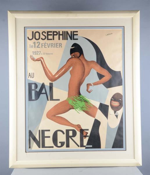 Appraisal: Large Josephine Baker French Caron Poster In Frame Reads Josephine