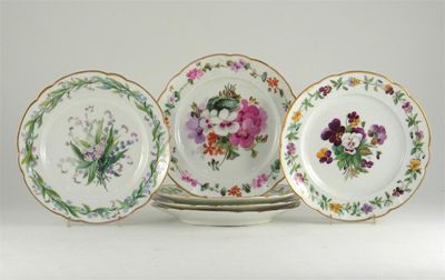 Appraisal: A set of six French porcelain plates each painted with