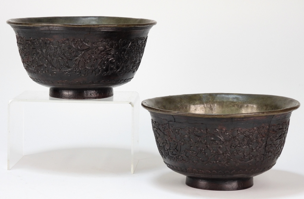 Appraisal: PR CHINESE QING COCONUT SHELL PEWTER BOWLS ChinaQing DynastyIncludes two