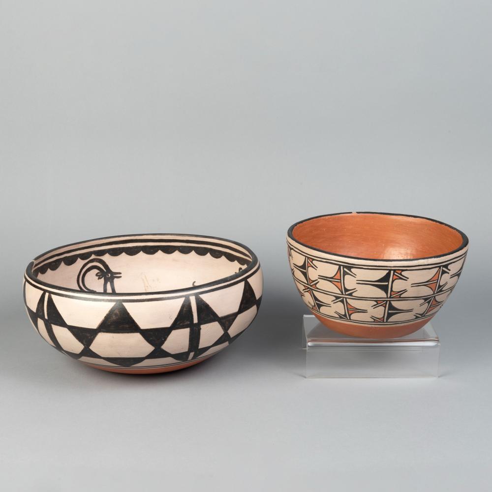 Appraisal: ALVINA GARCIA PAIR OF TWO POLYCHROME BOWLSAlvina Garcia Santo Domingo