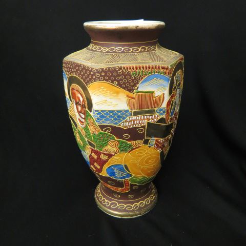 Appraisal: Japanese Satsuma Pottery Vase man woman