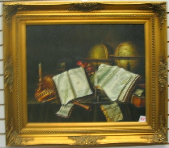 Appraisal: AMERICAN SCHOOL th century Oil on canvas Still life with