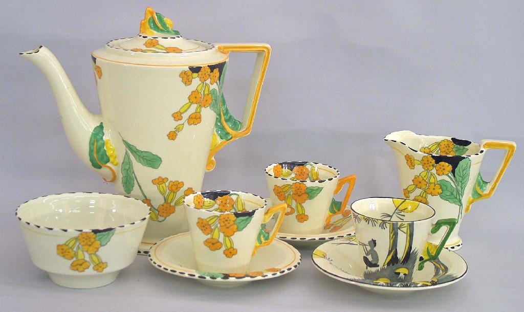 Appraisal: Burleigh Ware Zenith 'Meadow Land' coffee set for two pattern