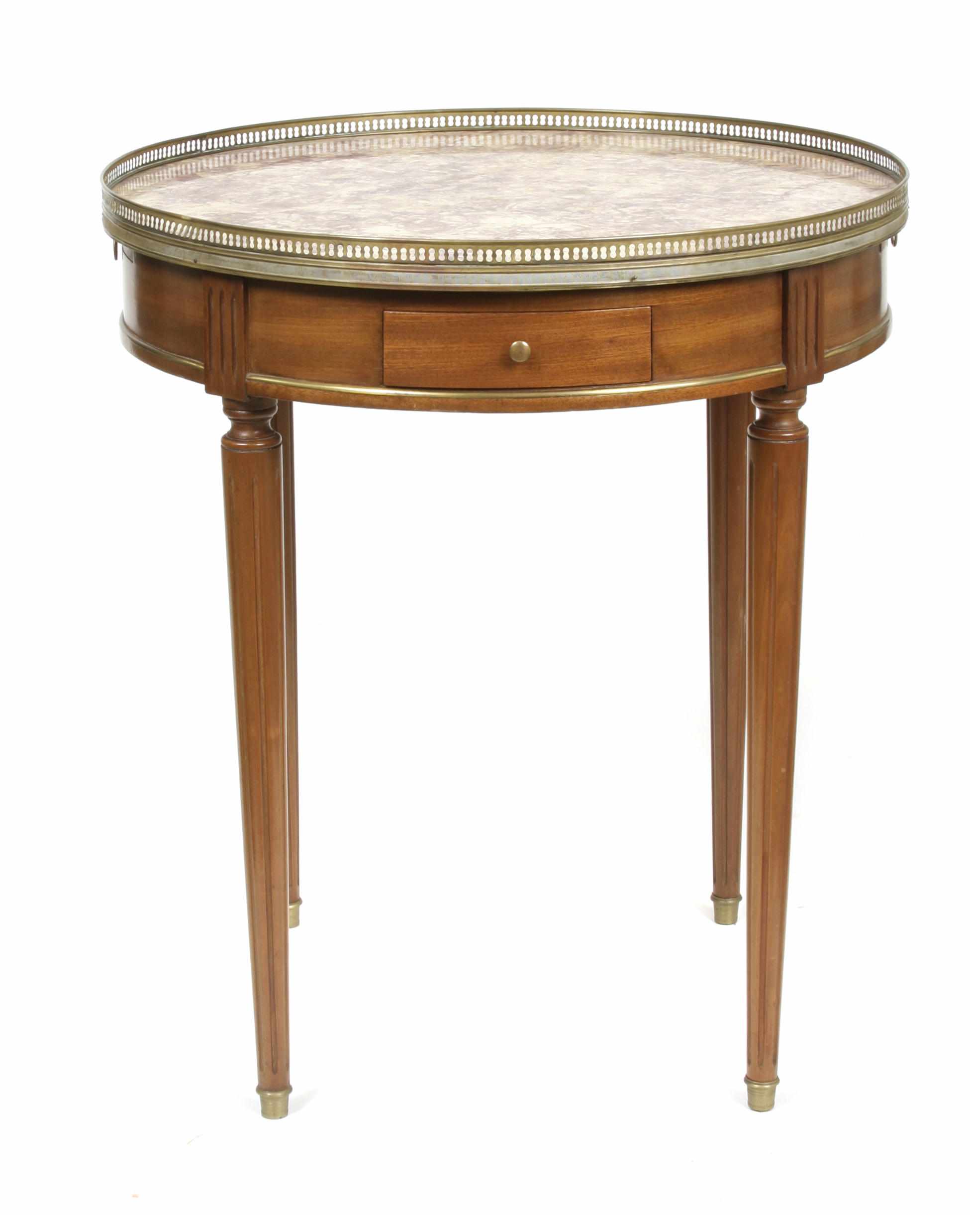 Appraisal: A Louis XVI style gilt brass mounted bouilotte table height