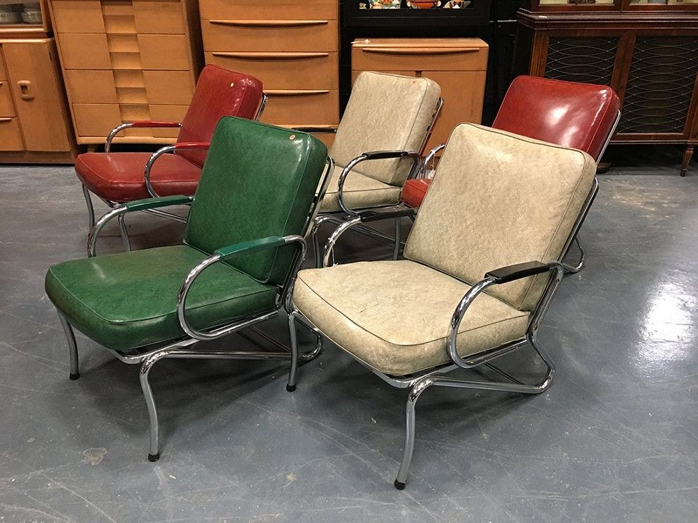 Appraisal: 'S Mid Century Modern Chrome Chairs 'S Mid Century Modern