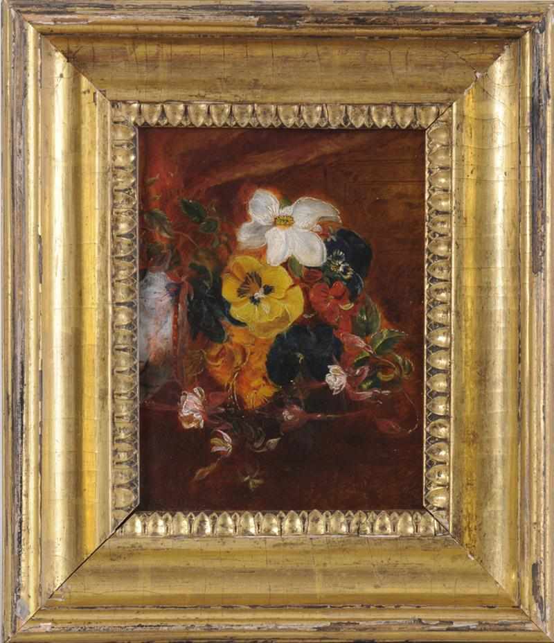 Appraisal: BRITISH SCHOOL TH C STILL LIFE WITH VASE OF PANSIES