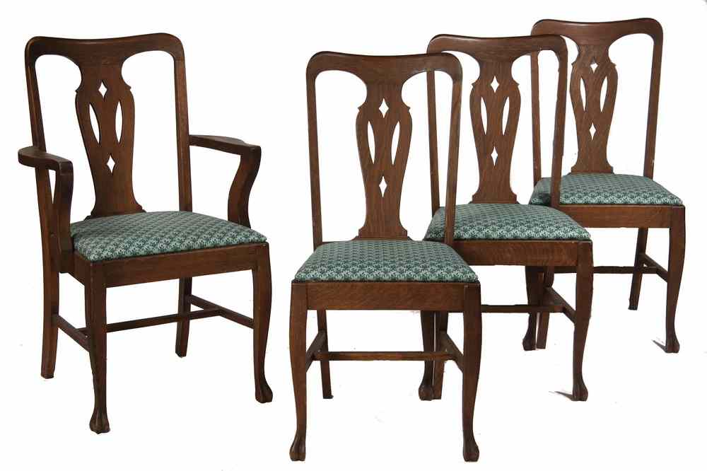 Appraisal: ARTS CRAFTS OAK DINING CHAIRS - Arts Crafts Set of