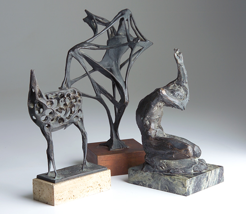 Appraisal: Three Bronze Sculptures Cook Untitled other two are unknown tallest