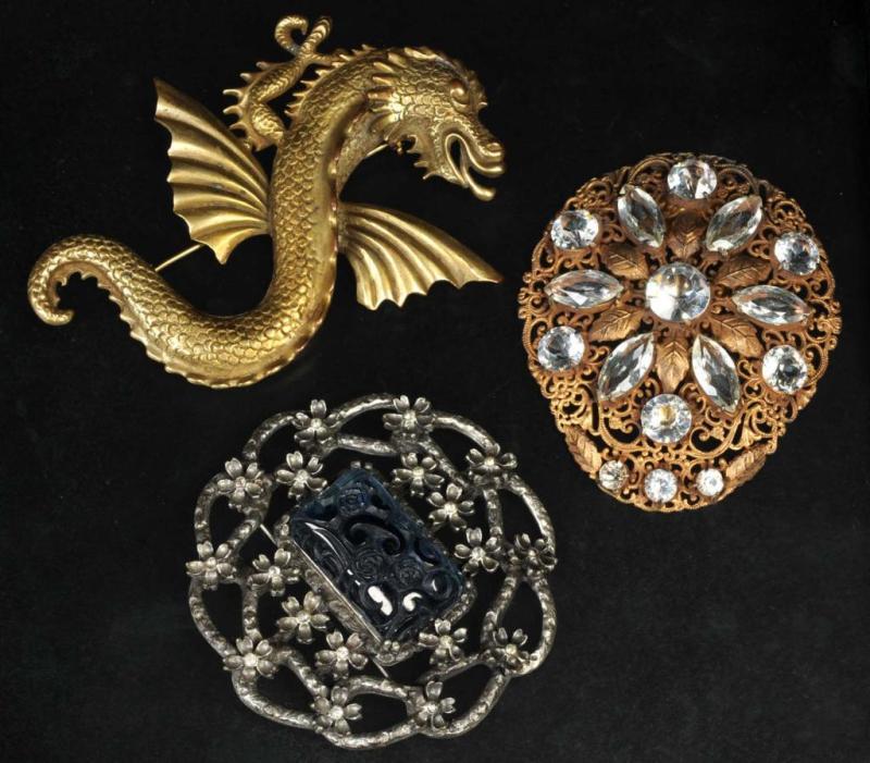 Appraisal: Lot of Antique Costume Jewelry Pins Description Includes one dragon