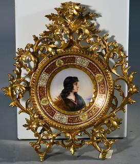 Appraisal: Royal Vienna Portrait Plate Ornate carved frame Royal Vienna portrait