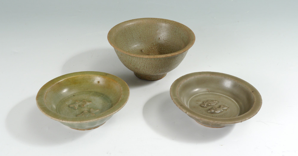 Appraisal: CHINESE CELADON BOWLS pieces total to include Longquan double fish