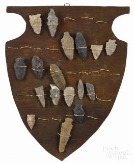 Appraisal: Pair of plaques with mounted arrowheads '' h