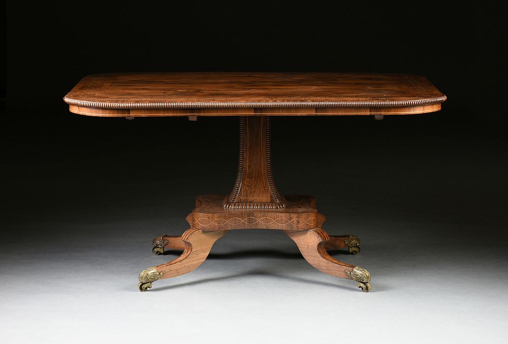 Appraisal: AN EARLY VICTORIAN SATINWOOD INLAID ROSEWOOD TILT TOP BREAKFAST TABLE