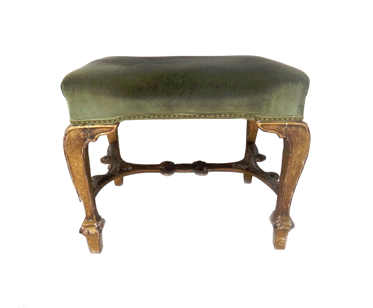 Appraisal: A George I gilt framed rectangular footstool on square cabriole