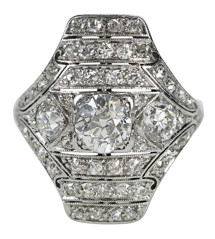 Appraisal: Antique Platinum Diamond Ring center old European cut diamond estimated