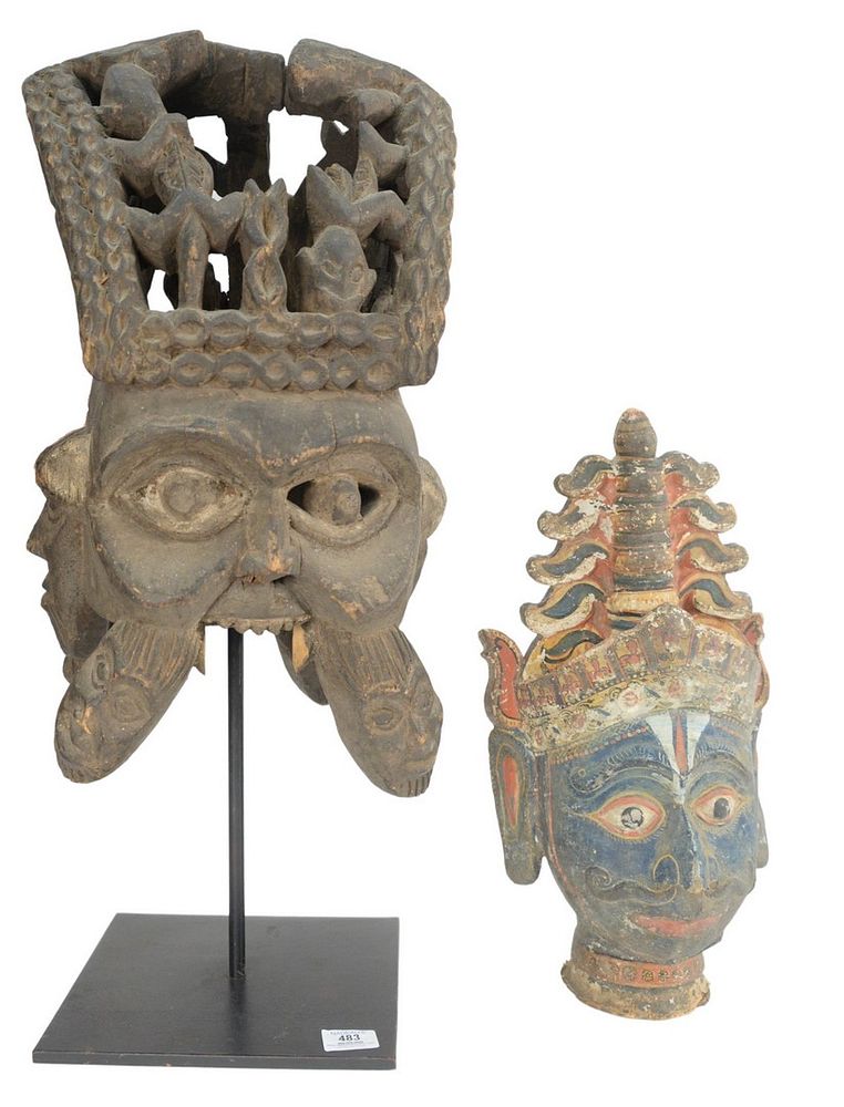 Appraisal: Two Carved Wood Items to include an African carved mask