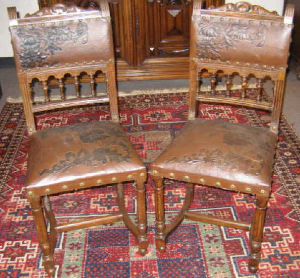 Appraisal: SET OF SIX CONTINENTAL WALNUT SIDE CHAIRS The back with