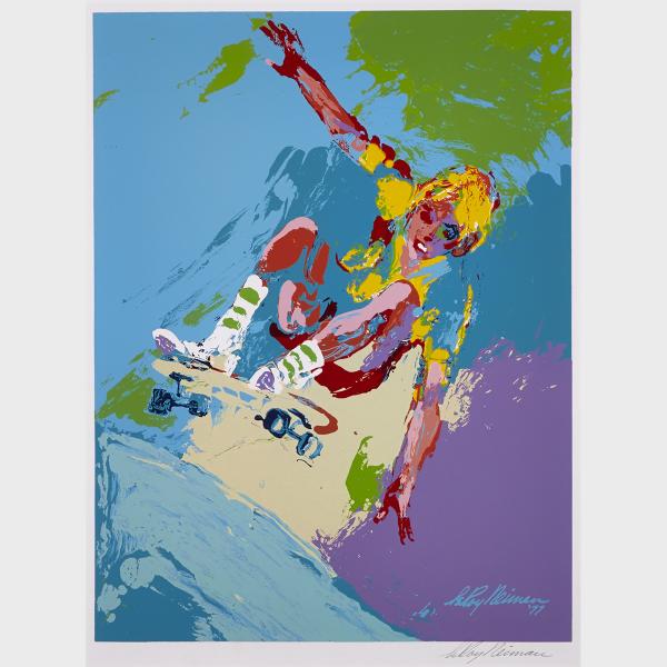 Appraisal: LeRoy Neiman - SKATEBOARDER American Colour silkscreen signed and dated