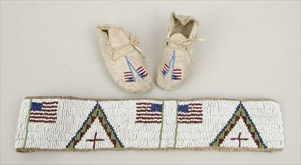 Appraisal: Beaded Strip together with a Pair of Child's Moccasins with