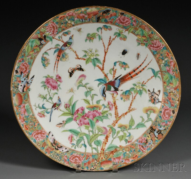 Appraisal: Chinese Export Porcelain Charger th century centered with birds perched